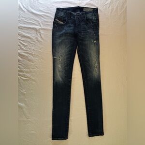 Diesel Grupee Super Slim Skinny Jeans W25 L32 Distressed Stretch Blue